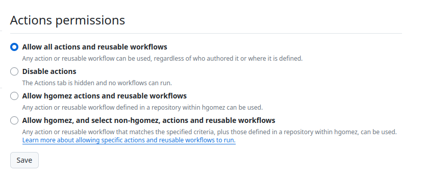 Default GitHub Actions